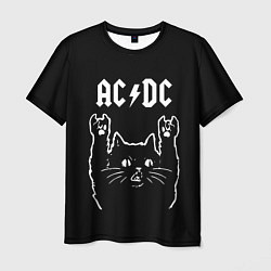 Футболка мужская AC DC, Рок кот, цвет: 3D-принт