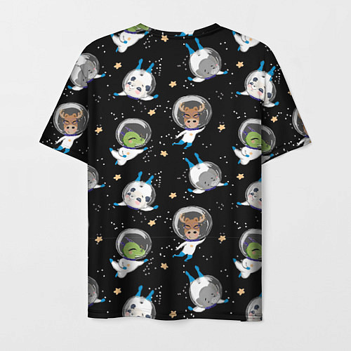 Мужская футболка Звери в космосе паттерн / 3D-принт – фото 2