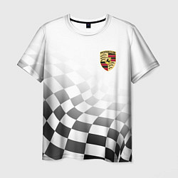 Футболка мужская Porsche Порше Финишный флаг, цвет: 3D-принт
