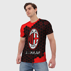 Футболка мужская МИЛАН AC Milan Соты, цвет: 3D-принт — фото 2
