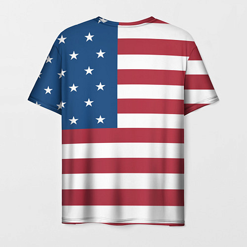 Мужская футболка Ленивец на фоне Американского флага / 3D-принт – фото 2