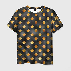 Футболка мужская Золотые звезды на черном, цвет: 3D-принт