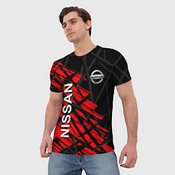 Футболка мужская Nissan Ниссан Красно черный, цвет: 3D-принт — фото 2