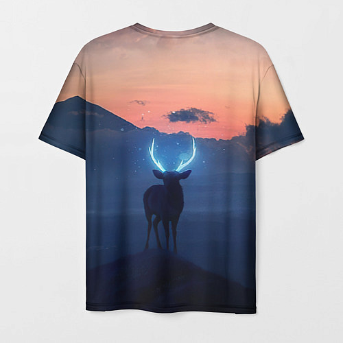 Мужская футболка Олень с неоновыми рогами / 3D-принт – фото 2