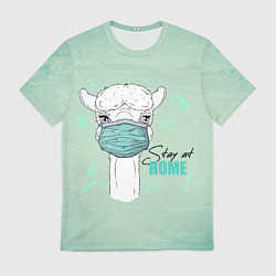 Футболка мужская Лама в маске, цвет: 3D-принт