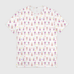 Мужская футболка Веселые кролики с пасхальными яйцами