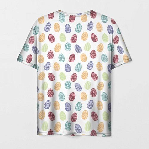 Мужская футболка Пасхальные яйца Паттерн на белом фоне / 3D-принт – фото 2