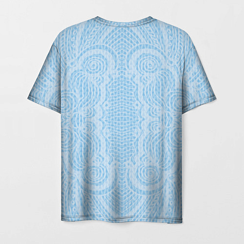 Мужская футболка Вязаный светлый узор, абстракция Нежный голубой цв / 3D-принт – фото 2