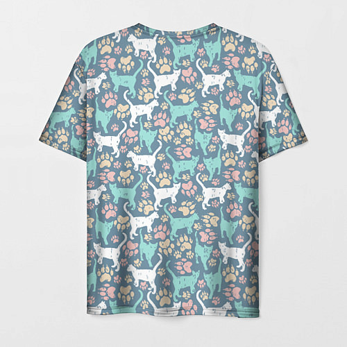 Мужская футболка Кошки и следы от лап / 3D-принт – фото 2