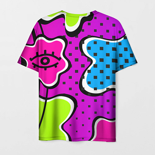 Мужская футболка Яркий абстрактный узор в стиле 90х, неоновые цвета / 3D-принт – фото 2