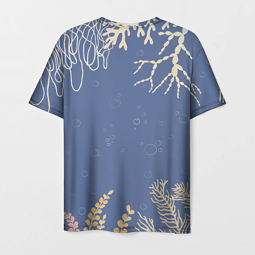 Мужская футболка Разноцветные акварельные рыбки с морскими водоросл / 3D-принт – фото 2