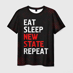 Футболка мужская Eat Sleep New State Repeat - Потертости, цвет: 3D-принт