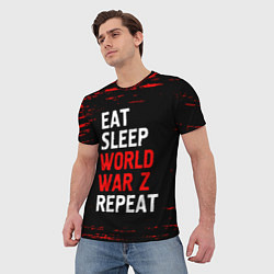 Футболка мужская Eat Sleep World War Z Repeat - Краска, цвет: 3D-принт — фото 2