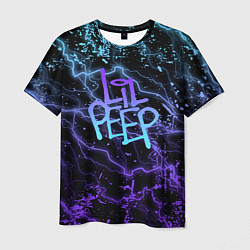 Футболка мужская Lil peep neon молнии, цвет: 3D-принт