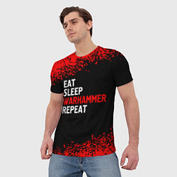 Футболка мужская Eat Sleep Warhammer Repeat - Спрей, цвет: 3D-принт — фото 2
