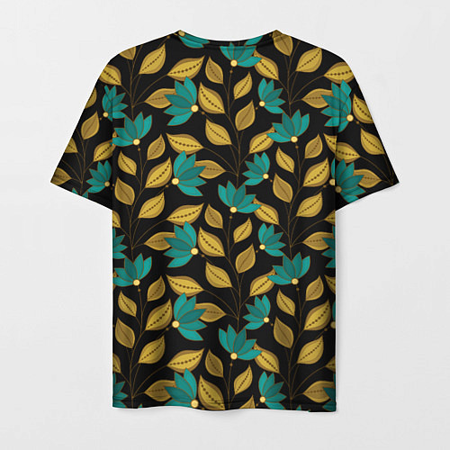 Мужская футболка Золотые и зеленые листья / 3D-принт – фото 2