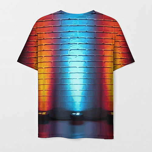 Мужская футболка Кирпичная стена Неон / 3D-принт – фото 2