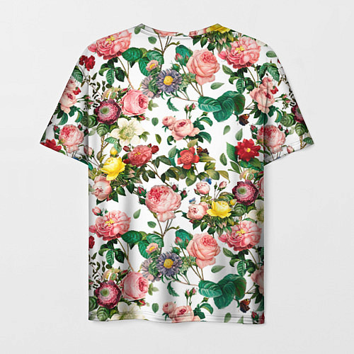 Мужская футболка Узор из летних роз Summer Roses Pattern / 3D-принт – фото 2