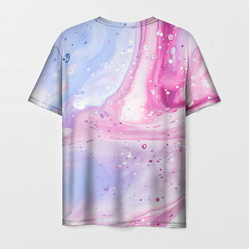 Мужская футболка Абстрактные краски голубой, розовый / 3D-принт – фото 2