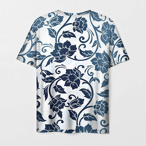 Мужская футболка Гжелевые цветы / 3D-принт – фото 2