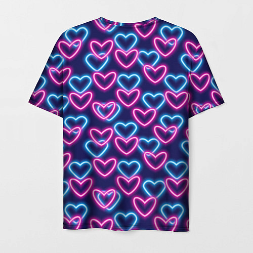 Мужская футболка Неоновые сердца, паттерн / 3D-принт – фото 2