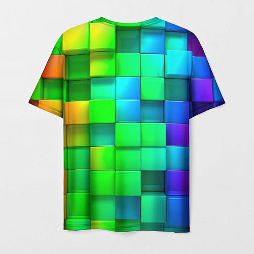 Мужская футболка РАЗНОЦВЕТНЫЕ КУБИКИ MULTICOLORED CUBES / 3D-принт – фото 2