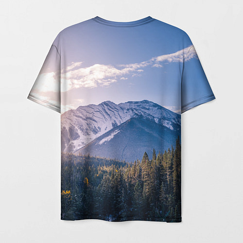Мужская футболка Горы Лес Солнце / 3D-принт – фото 2