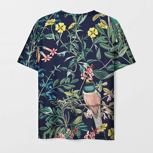 Мужская футболка Цветы и Розовые Птицы В Саду / 3D-принт – фото 2