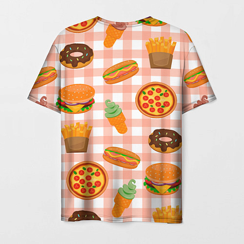 Мужская футболка PIZZA DONUT BURGER FRIES ICE CREAM pattern / 3D-принт – фото 2