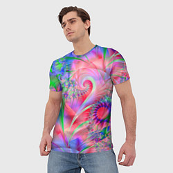 Футболка мужская WRITHING COLORED FRACTALS, цвет: 3D-принт — фото 2