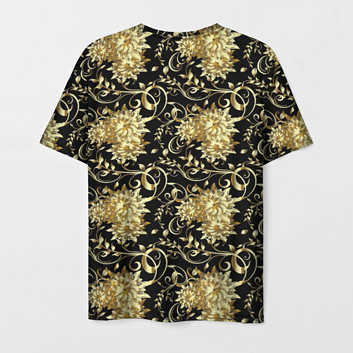 Мужская футболка Золотые абстрактные цветы / 3D-принт – фото 2