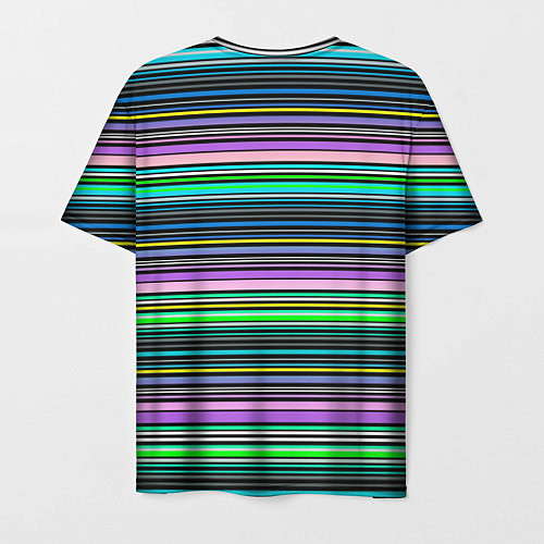 Мужская футболка Яркие неоновые тонкие полосы / 3D-принт – фото 2