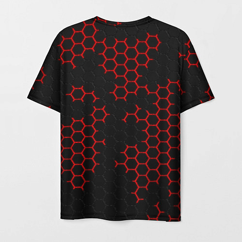 Мужская футболка НАНОКОСТЮМ Black and Red Hexagon Гексагоны / 3D-принт – фото 2