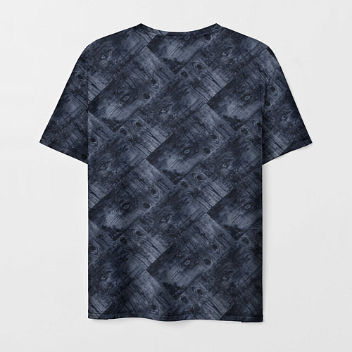 Мужская футболка Темный серо-синий узор деревянного паркета / 3D-принт – фото 2
