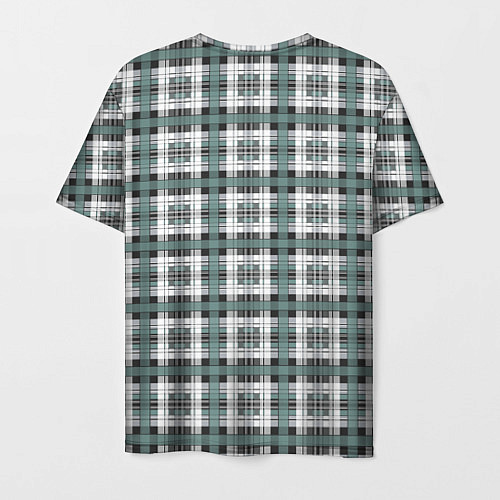 Мужская футболка Серо-зеленый клетчатый узор шотландка / 3D-принт – фото 2