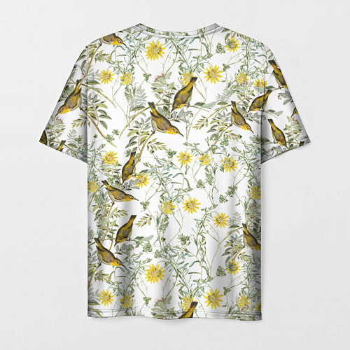 Мужская футболка Цветы Жёлтые С Птицами / 3D-принт – фото 2
