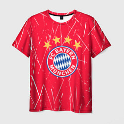Футболка мужская Bayern munchen белые царапины на красном фоне, цвет: 3D-принт