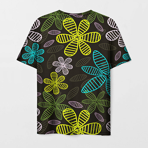 Мужская футболка MULTICOLORED TRANSPARENT FLOWERS / 3D-принт – фото 2