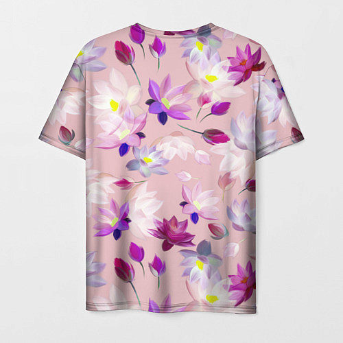 Мужская футболка Цветы Разноцветные Лотосы / 3D-принт – фото 2