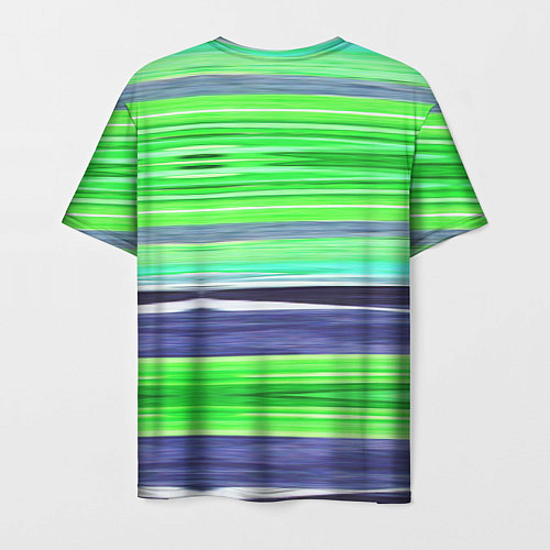 Мужская футболка Сине-зеленые абстрактные полосы / 3D-принт – фото 2