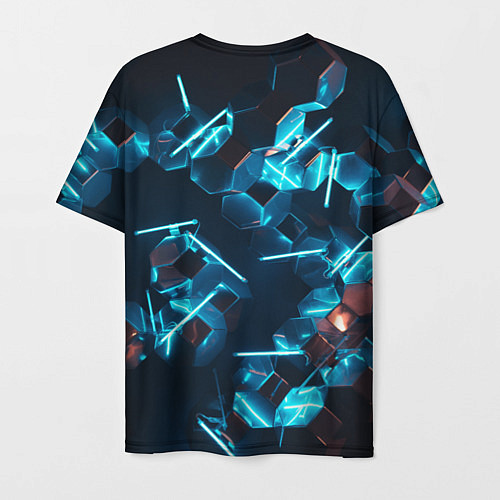 Мужская футболка Неоновые фигуры с лазерами - Голубой / 3D-принт – фото 2