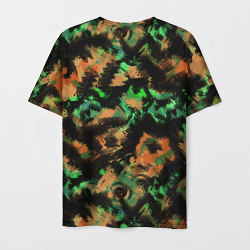 Мужская футболка Зелено-оранжевый осенний абстрактный узор / 3D-принт – фото 2