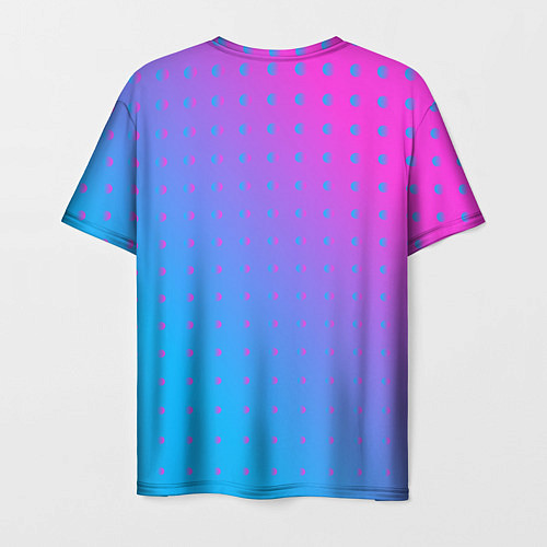 Мужская футболка Закат и капли, диагональный градиент с сеткой дотс / 3D-принт – фото 2