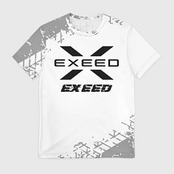 Футболка мужская Exeed Speed на светлом фоне со следами шин, цвет: 3D-принт