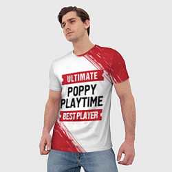 Футболка мужская Poppy Playtime: красные таблички Best Player и Ult, цвет: 3D-принт — фото 2