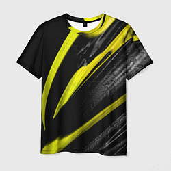 Футболка мужская Жёлтая и Чёрная Масляная Краска, цвет: 3D-принт