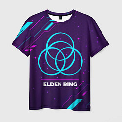 Футболка мужская Символ Elden Ring в неоновых цветах на темном фоне, цвет: 3D-принт