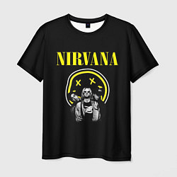 Футболка мужская NIRVANA логотип и исполнители, цвет: 3D-принт
