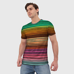 Футболка мужская Multicolored thin stripes Разноцветные полосы, цвет: 3D-принт — фото 2