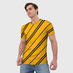 Футболка мужская Полосы желтые черные, цвет: 3D-принт — фото 2